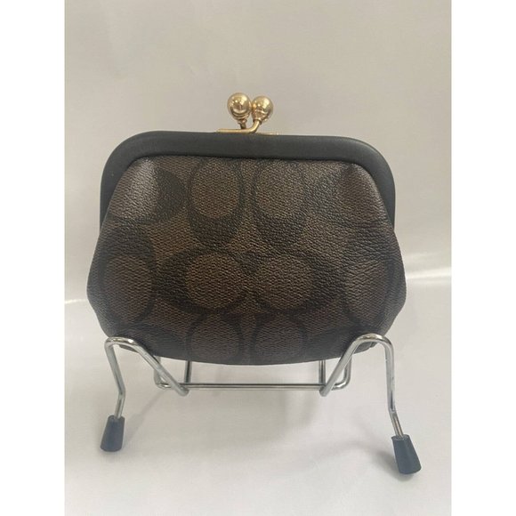 Coach NWT Nora Kisslock Card Case In Signature Canvas & Leather (C4309 ) - Picture 5 of 8